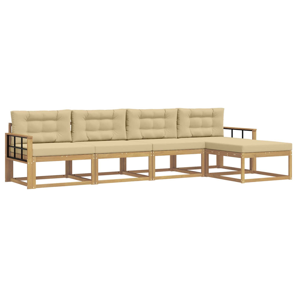 Outdoor-Sofagarnitur mit Kissen 4 pcs Weiß und Beige Polyester