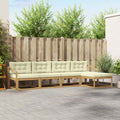 Outdoor-Sofagarnitur mit Kissen 4 pcs Weiß und Creme Polyester