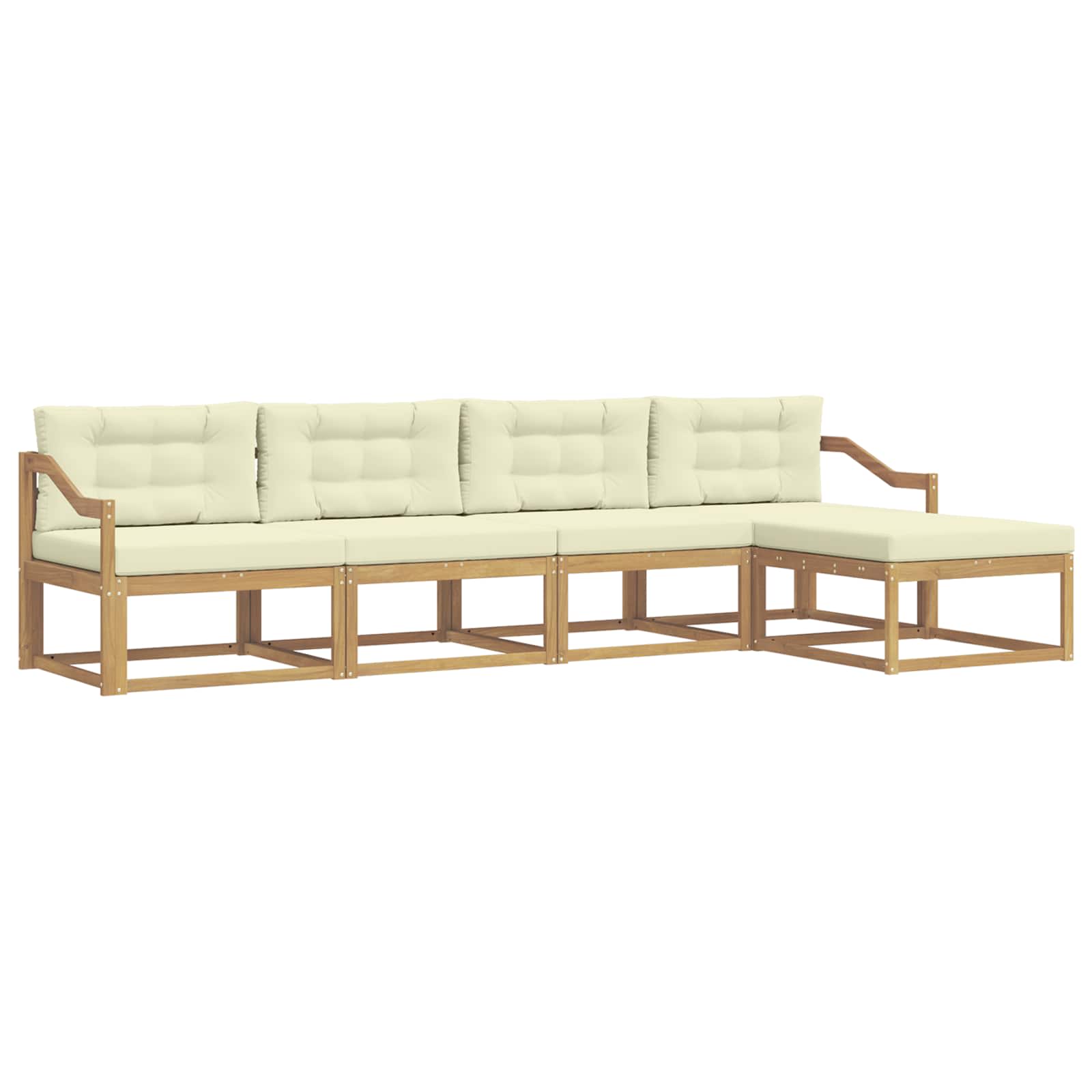 Outdoor-Sofagarnitur mit Kissen 4 pcs Weiß und Creme Polyester