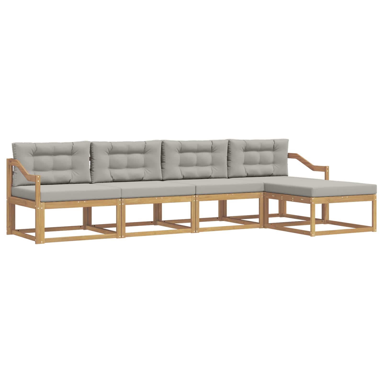 Outdoor-Sofagarnitur 4 pcs Weiß und Hellgrau Polyester