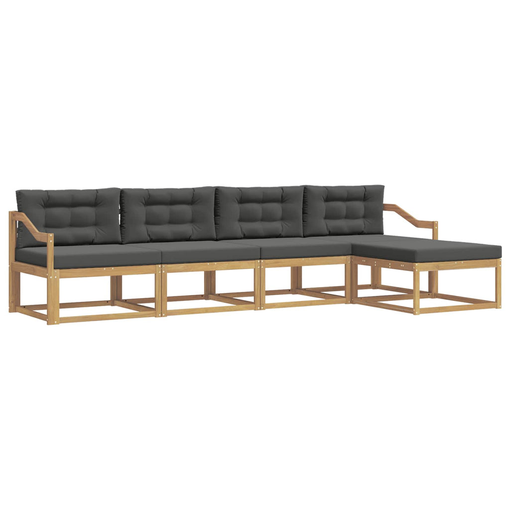 Outdoor-Sofagarnitur 4 pcs Weiß und Anthrazit Polyester