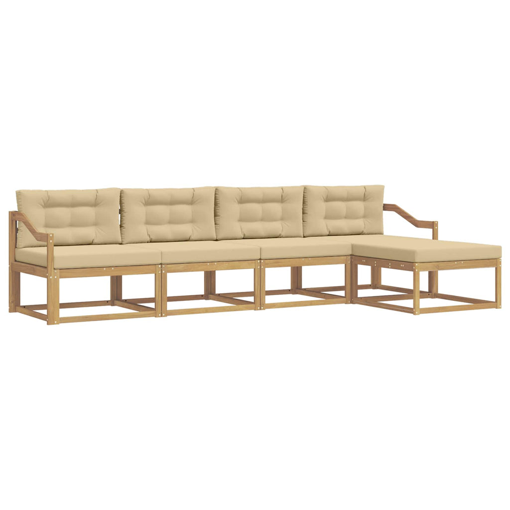 Outdoor-Sofagarnitur mit Kissen 4 pcs Weiß und Beige Polyester