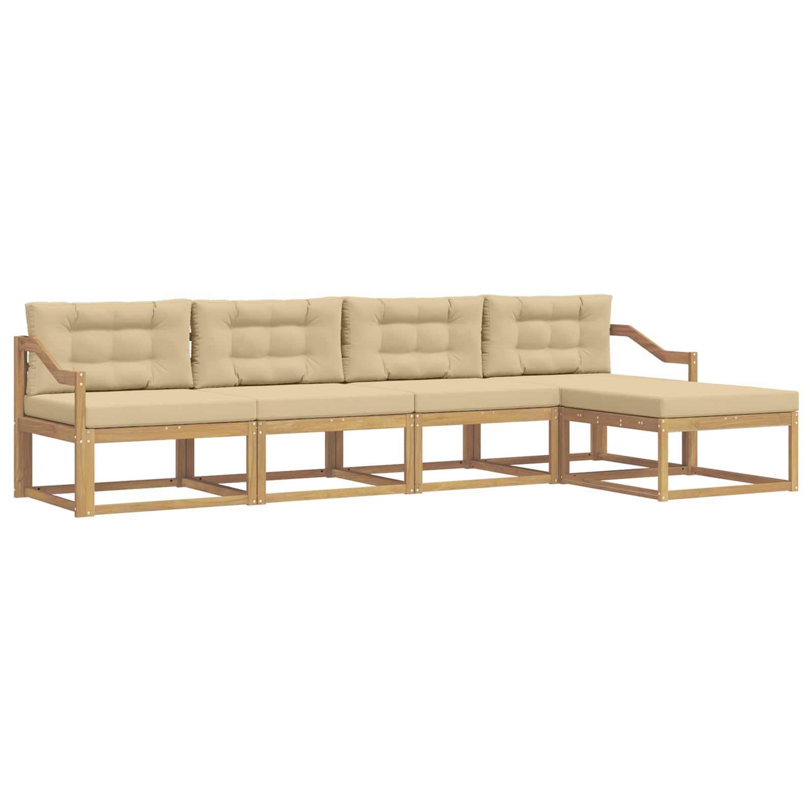 Outdoor-Sofagarnitur mit Kissen 4 pcs Weiß und Beige Polyester