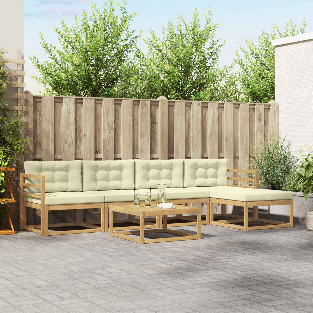 Outdoor-Sofagarnitur 6 pcs Weiß und Creme 79 x 79 x 37 cm