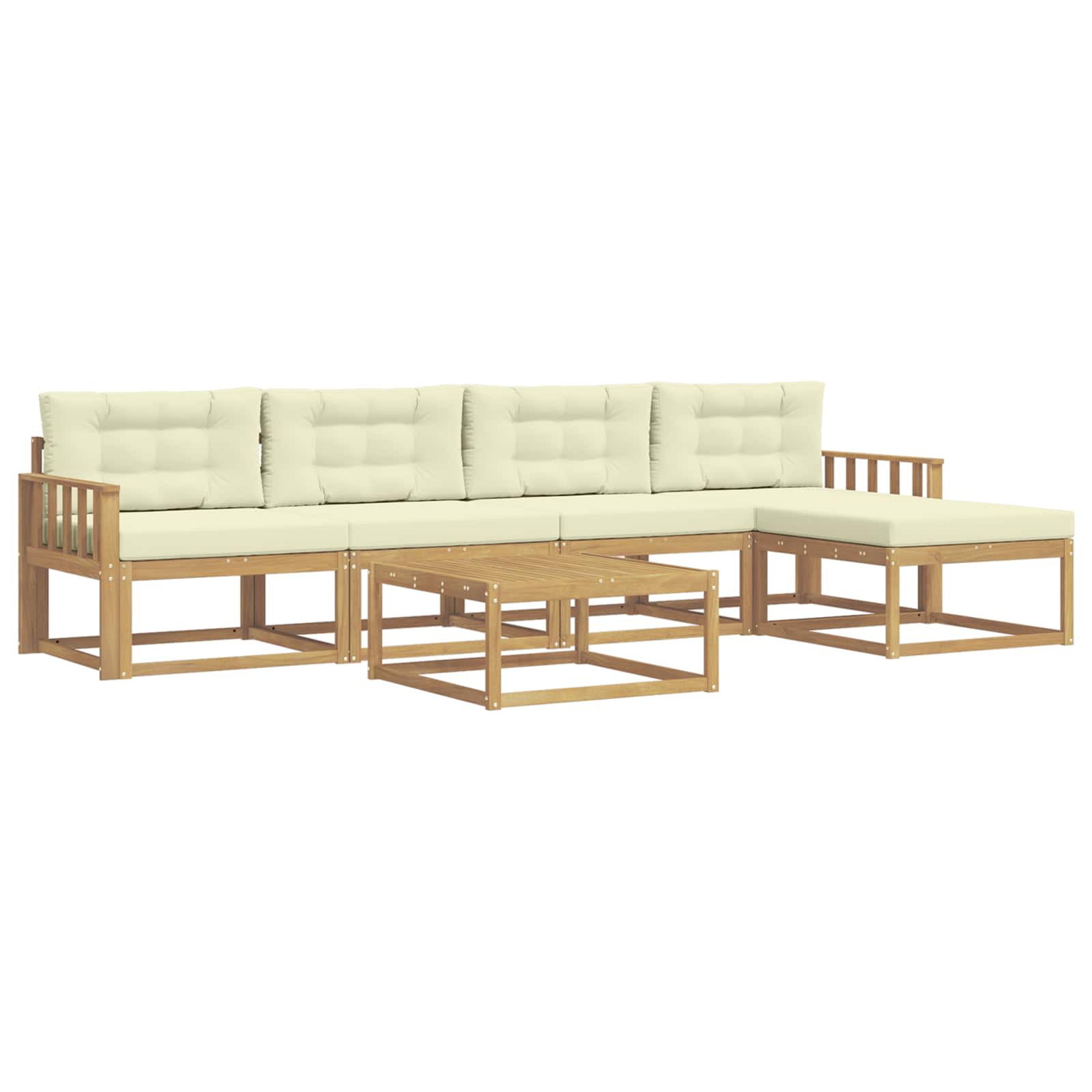 Outdoor-Sofagarnitur 6 pcs Weiß und Creme 79 x 79 x 37 cm