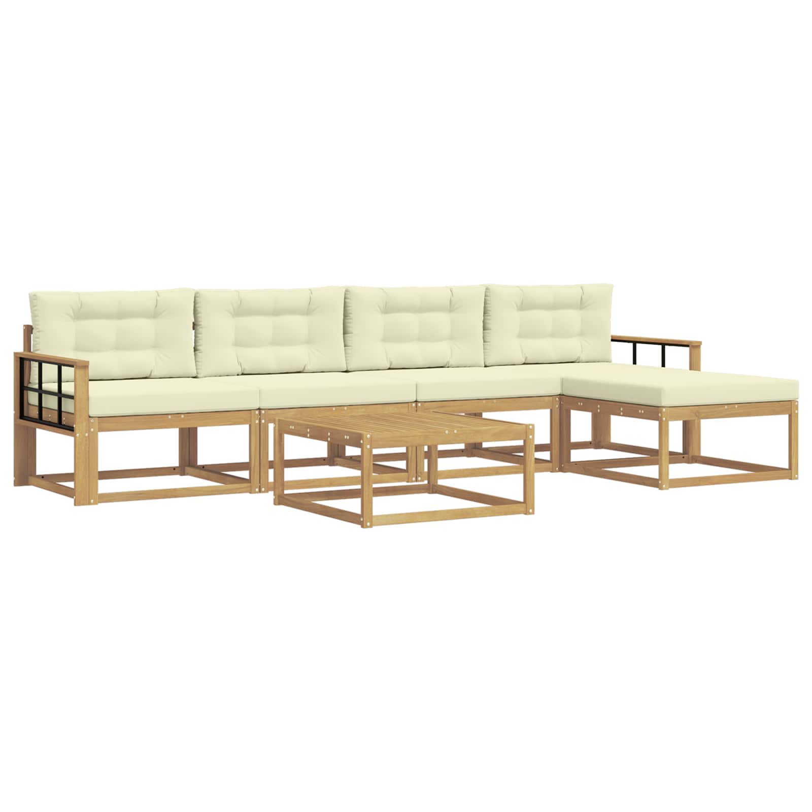 Outdoor-Sofagarnitur 6 pcs Weiß und Creme 79 x 79 x 37 cm