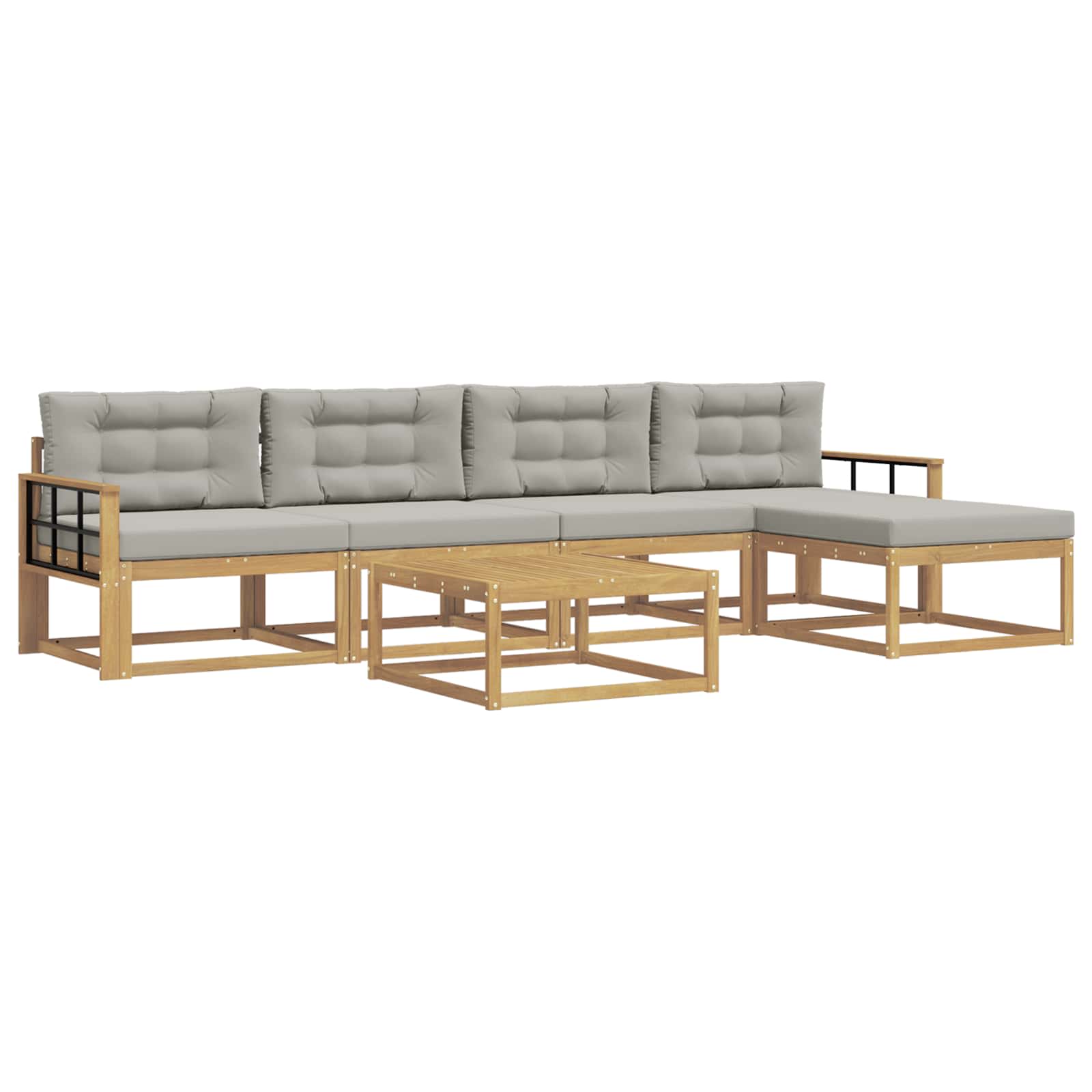 Outdoor-Sofagarnitur 6 pcs Weiß und Hellgrau 79 x 79 x 37 cm