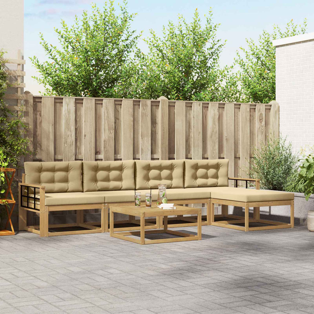 Outdoor-Sofagarnitur 6 pcs Weiß und Beige 79 x 79 x 37 cm
