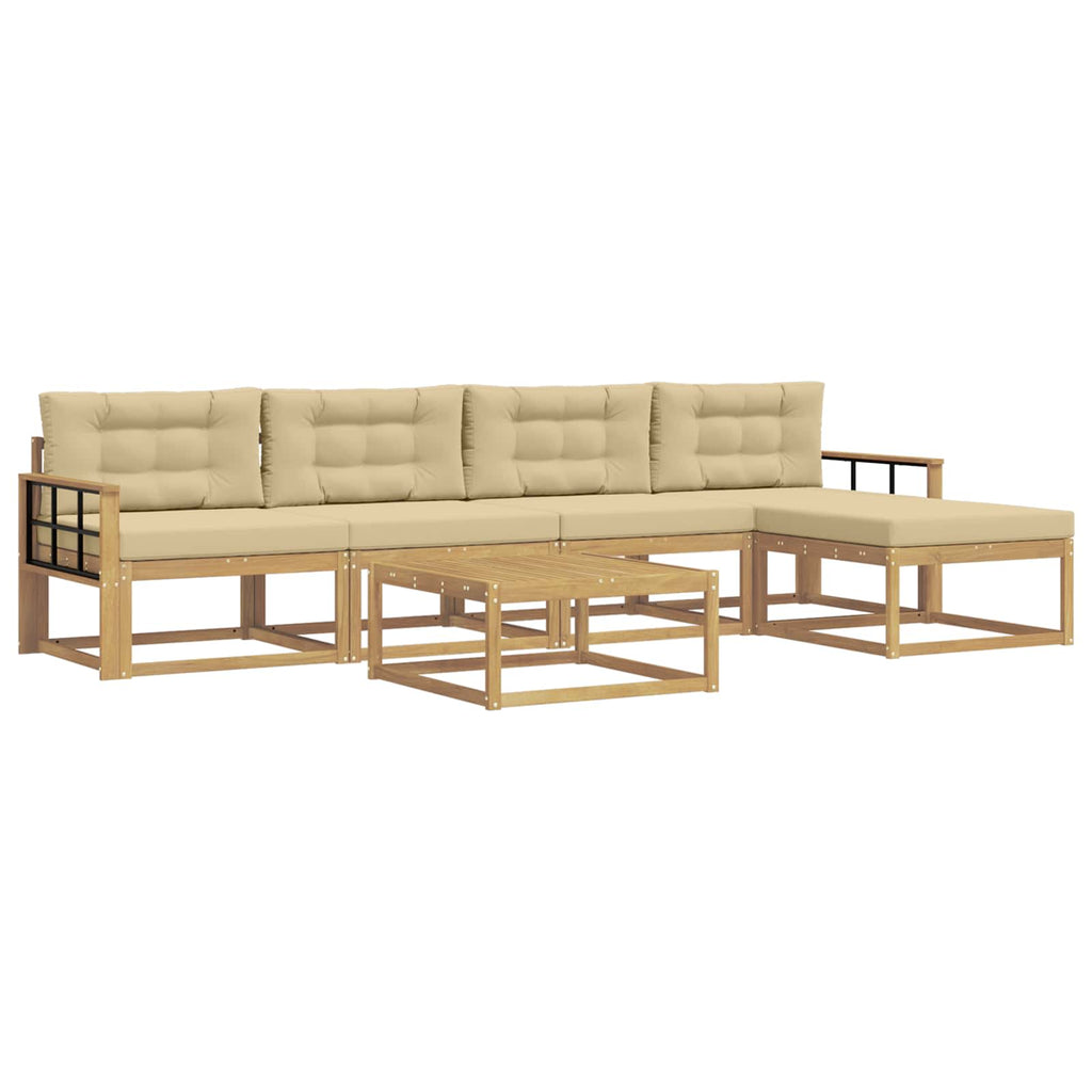 Outdoor-Sofagarnitur 6 pcs Weiß und Beige 79 x 79 x 37 cm