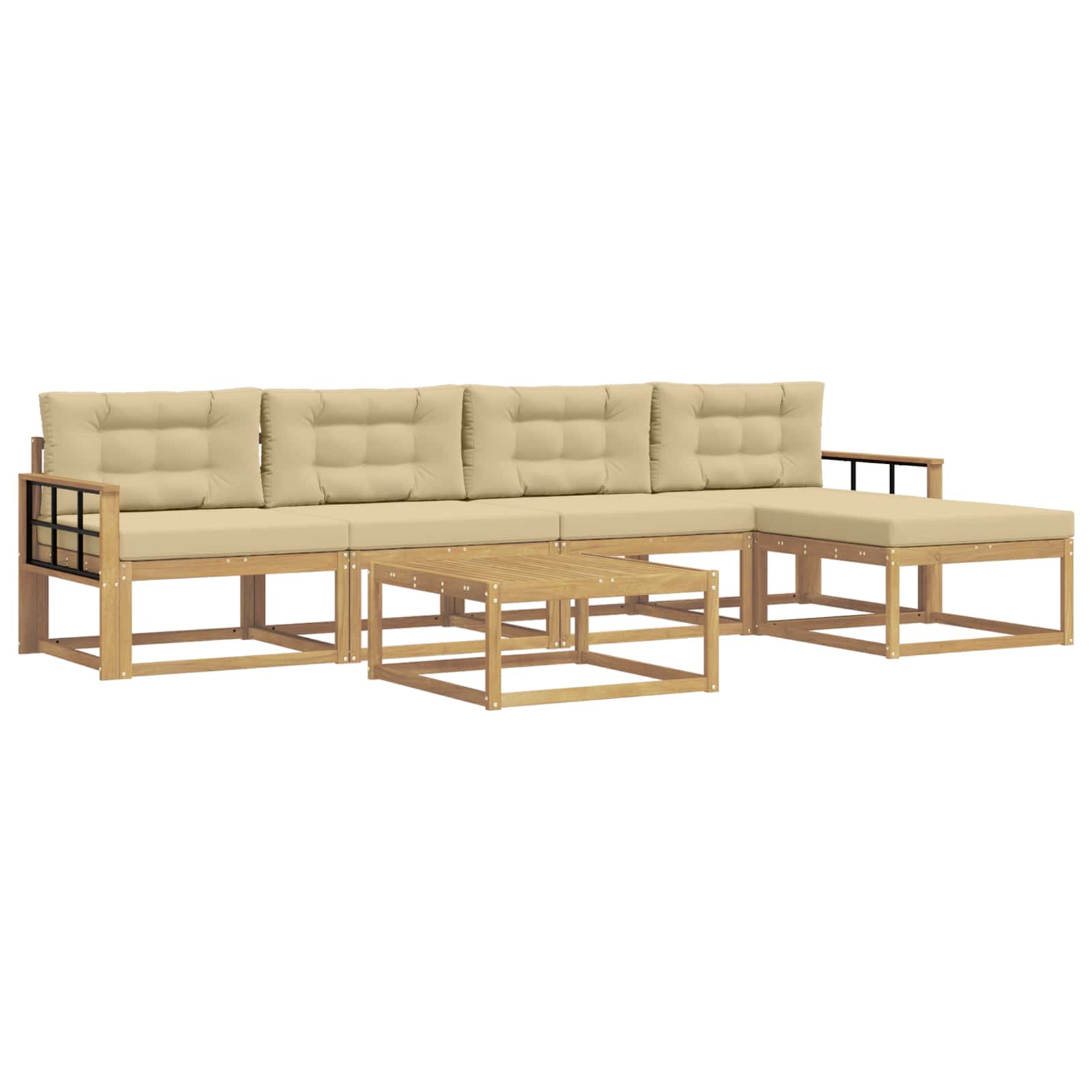 Outdoor-Sofagarnitur 6 pcs Weiß und Beige 79 x 79 x 37 cm