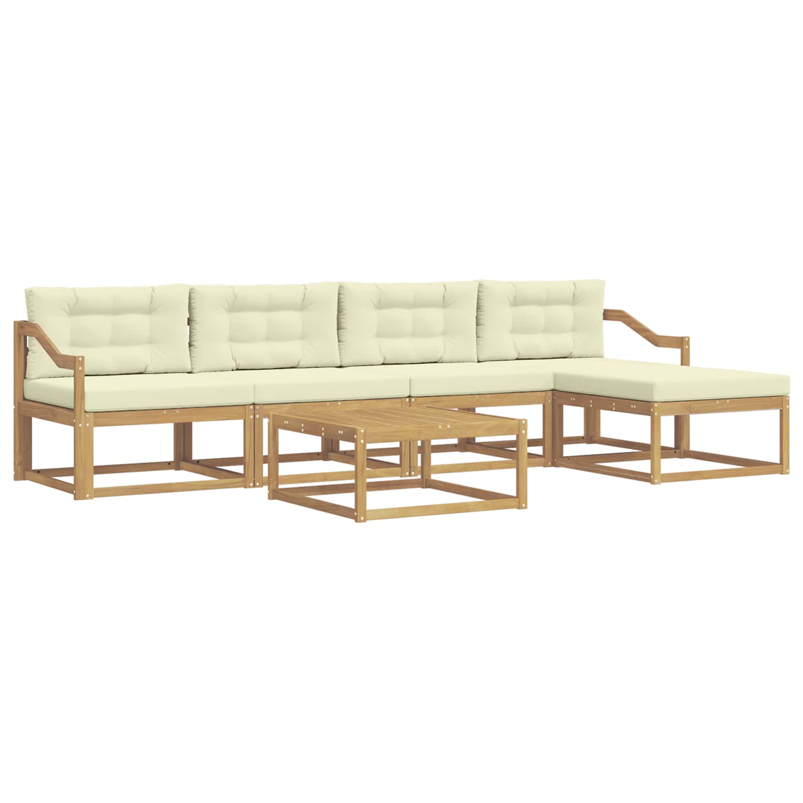 Outdoor-Sofagarnitur 6 pcs Weiß und Creme 79 x 79 x 37 cm