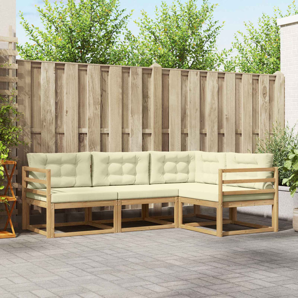 Outdoor-Sofagarnitur mit Kissen 3 pcs Weiß und Creme Polyester