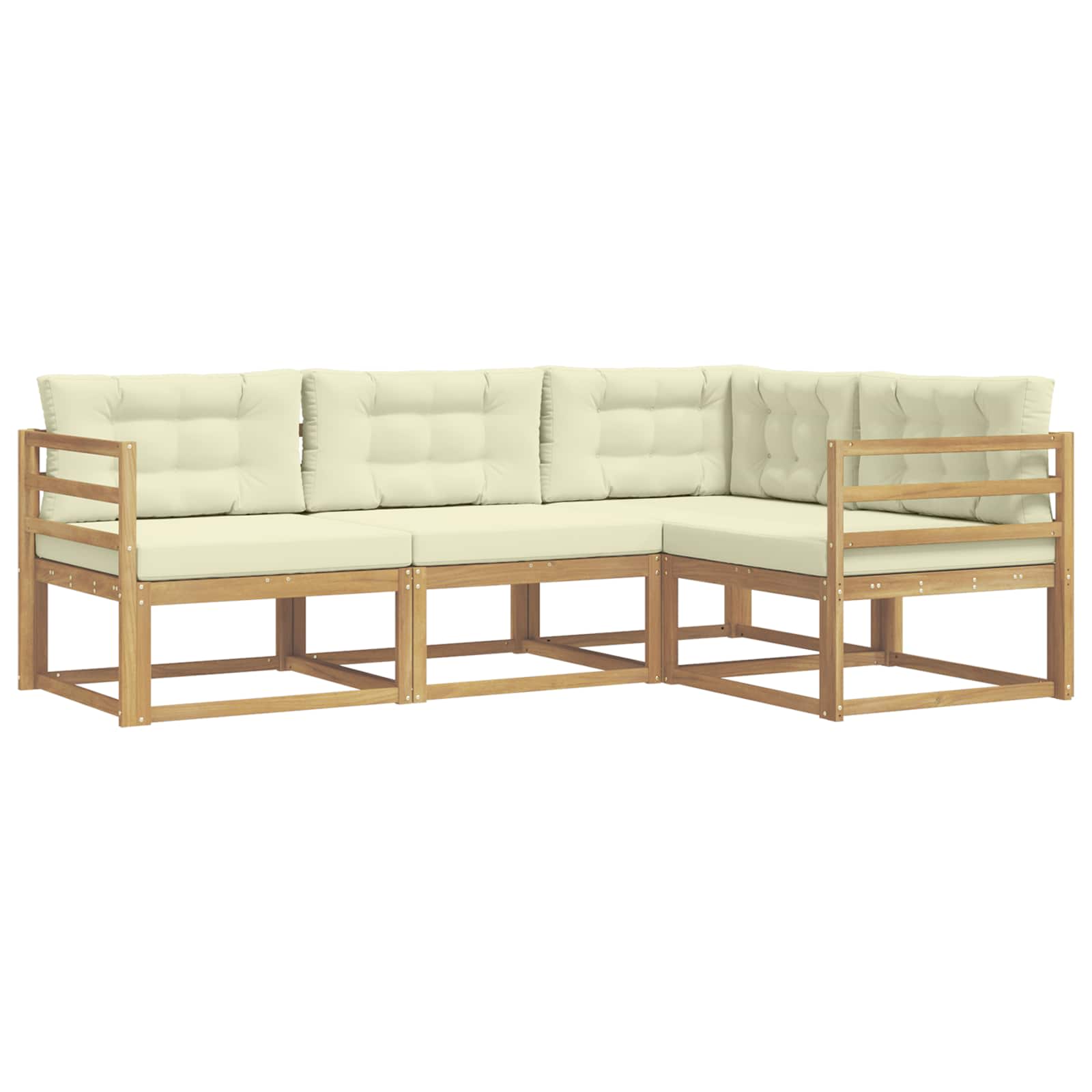 Outdoor-Sofagarnitur mit Kissen 3 pcs Weiß und Creme Polyester