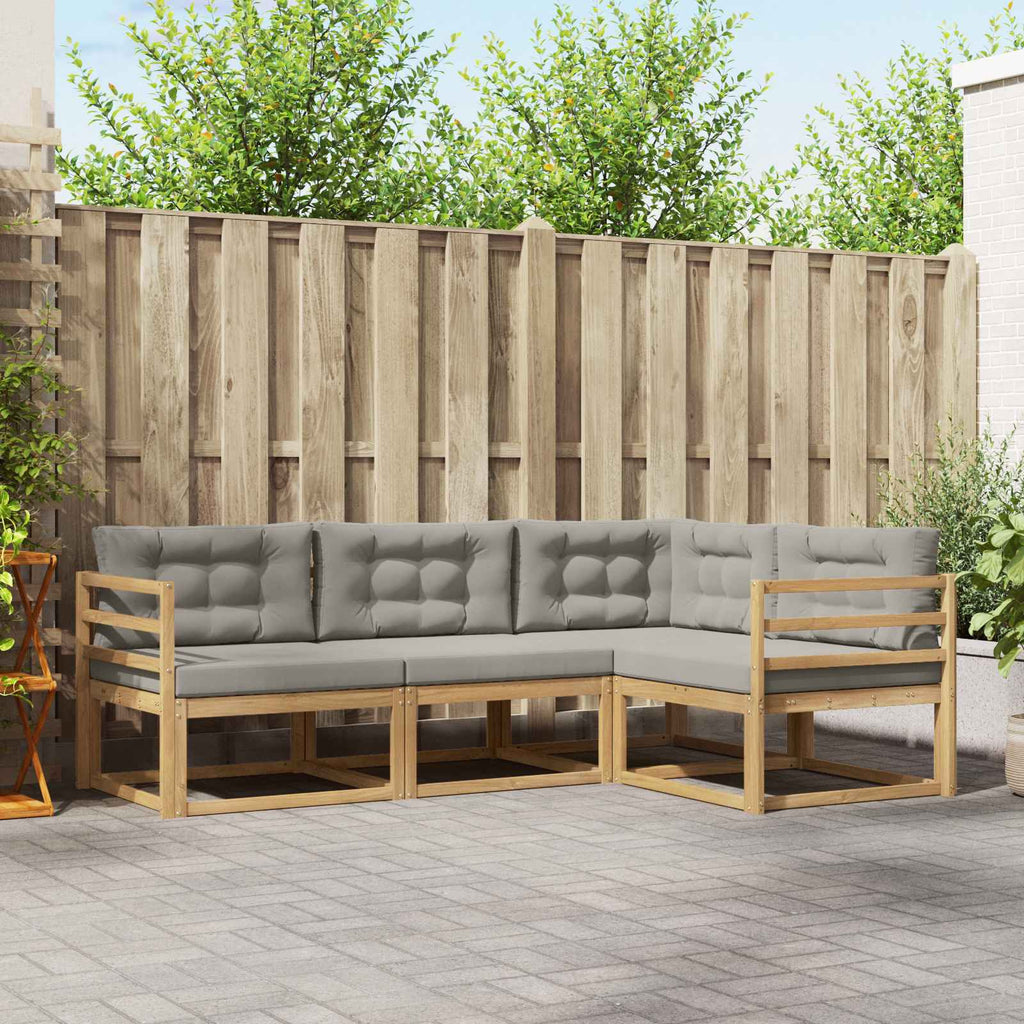 Outdoor-Sofagarnitur 3 pcs Weiß und Hellgrau Polyester