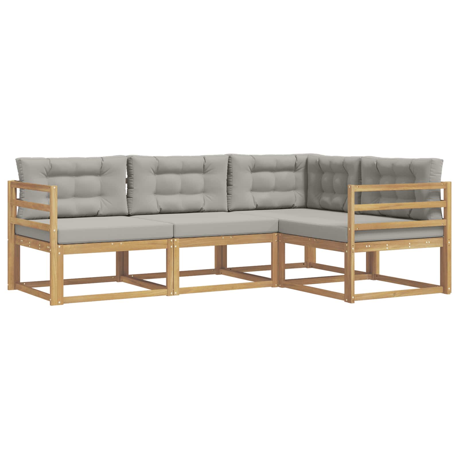 Outdoor-Sofagarnitur 3 pcs Weiß und Hellgrau Polyester