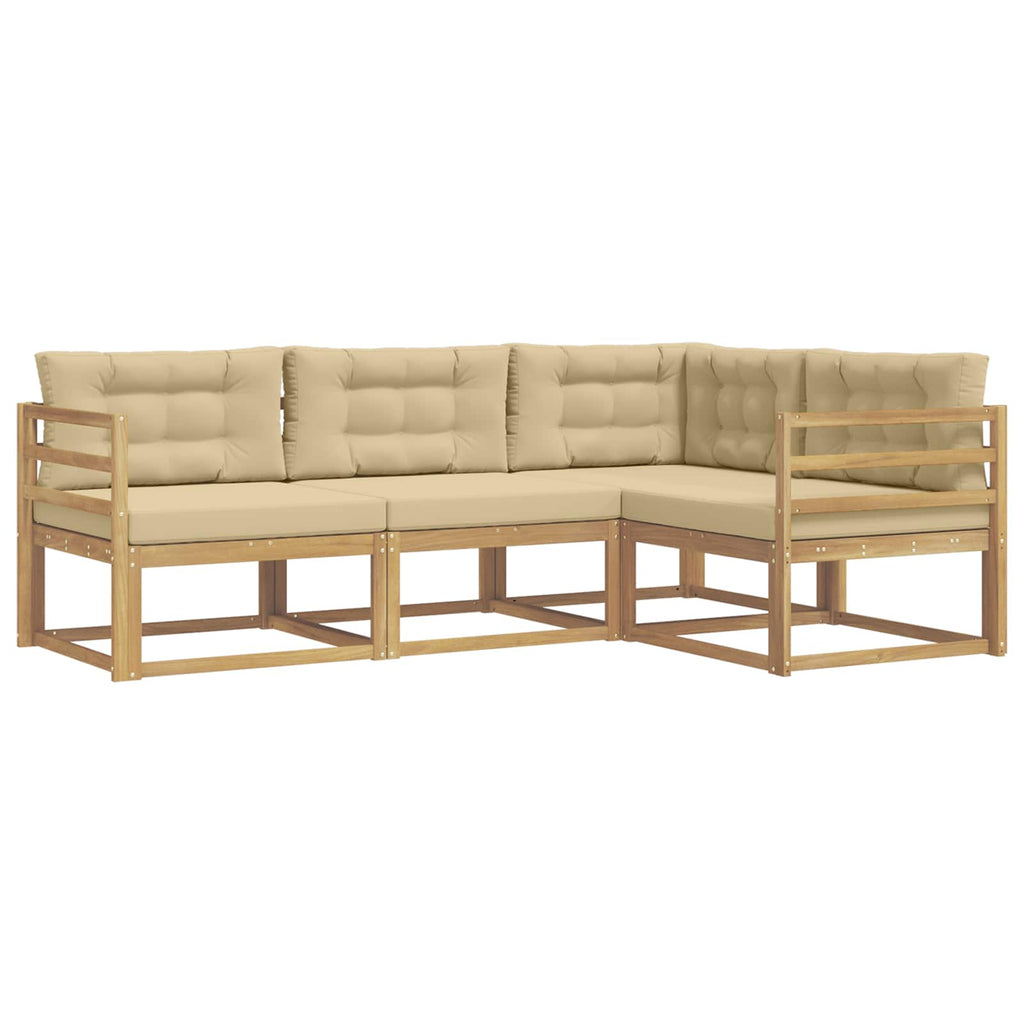 Outdoor-Sofagarnitur mit Kissen 3 pcs Weiß und Beige Polyester