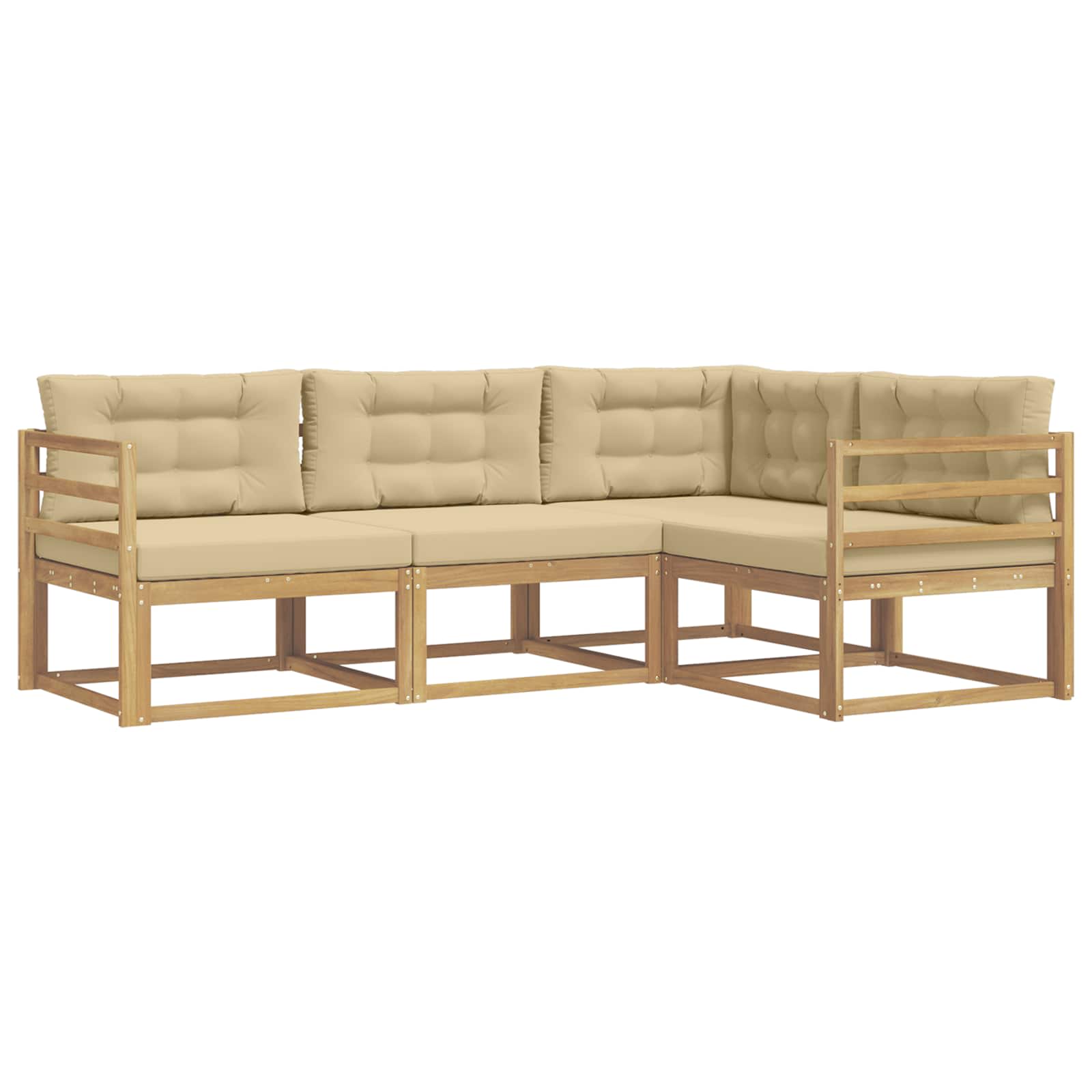 Outdoor-Sofagarnitur mit Kissen 3 pcs Weiß und Beige Polyester