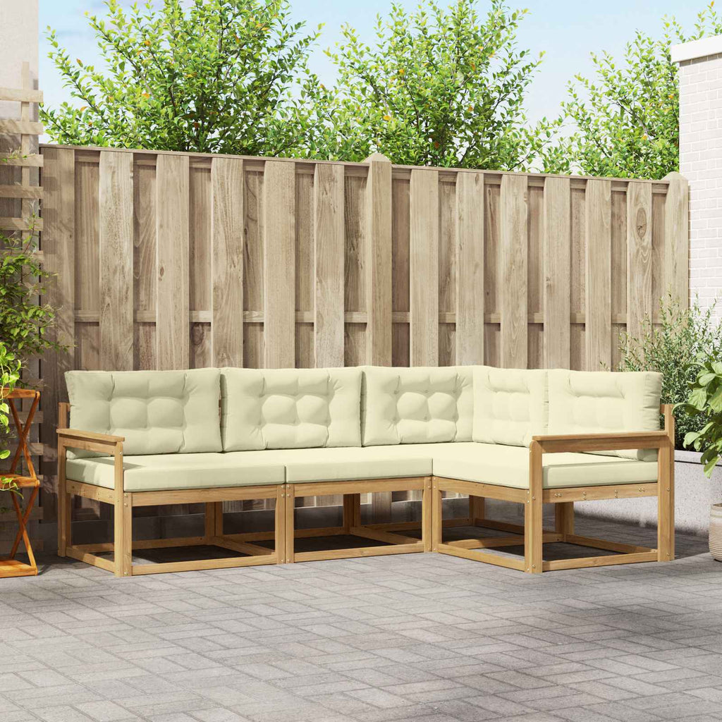 Outdoor-Sofagarnitur mit Kissen 3 pcs Weiß und Creme Polyester