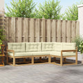 Outdoor-Sofagarnitur mit Kissen 3 pcs Weiß und Creme Polyester