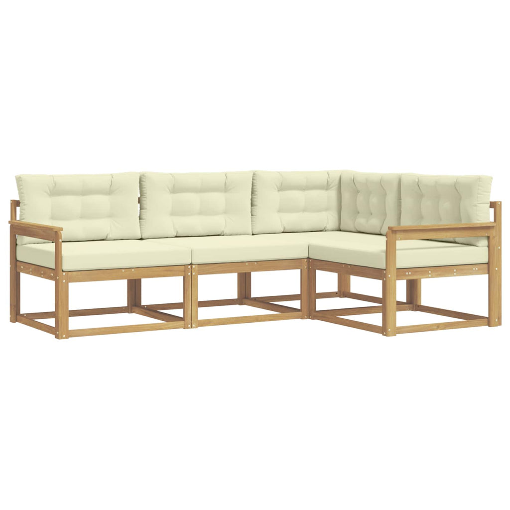 Outdoor-Sofagarnitur mit Kissen 3 pcs Weiß und Creme Polyester