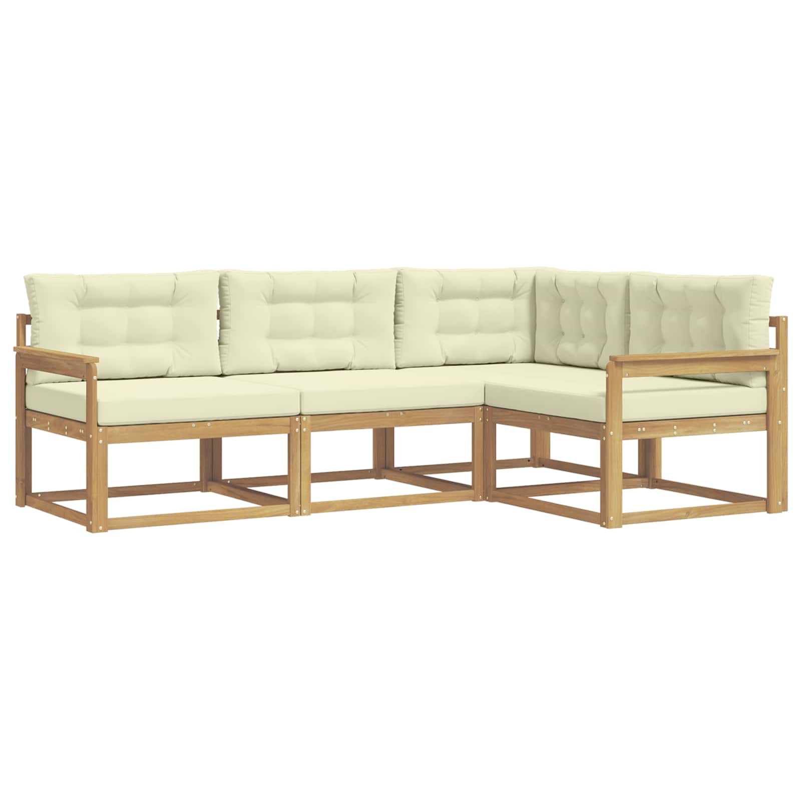 Outdoor-Sofagarnitur mit Kissen 3 pcs Weiß und Creme Polyester