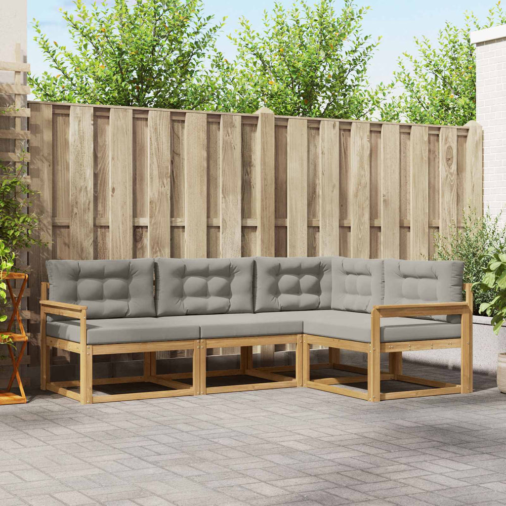 Outdoor-Sofagarnitur 3 pcs Weiß und Hellgrau Polyester