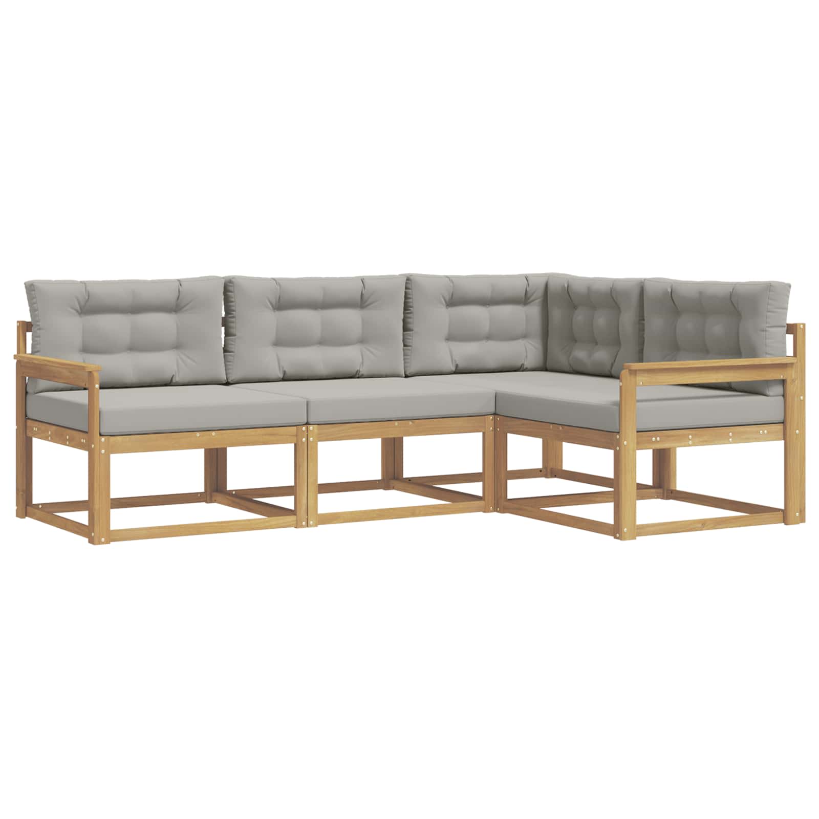 Outdoor-Sofagarnitur 3 pcs Weiß und Hellgrau Polyester