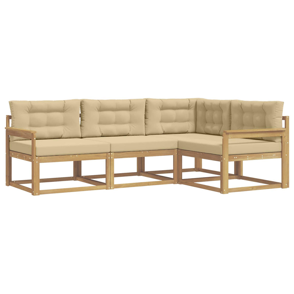 Outdoor-Sofagarnitur mit Kissen 3 pcs Weiß und Beige Polyester