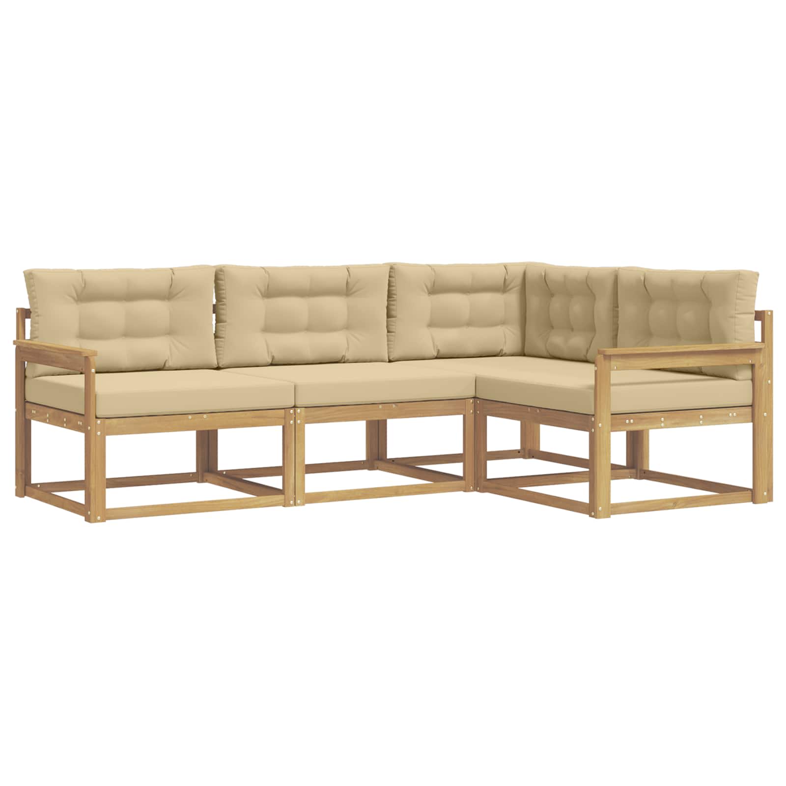 Outdoor-Sofagarnitur mit Kissen 3 pcs Weiß und Beige Polyester
