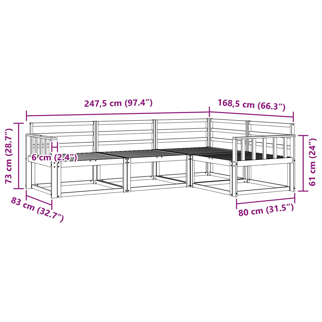 Outdoor-Sofagarnitur 4 pcs Weiß 247,5 x 168,5 x 73 cm