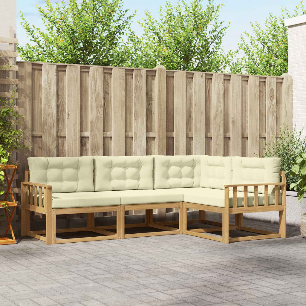 Outdoor-Sofagarnitur mit Kissen 3 pcs Weiß und Creme Polyester