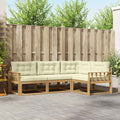 Outdoor-Sofagarnitur mit Kissen 3 pcs Weiß und Creme Polyester