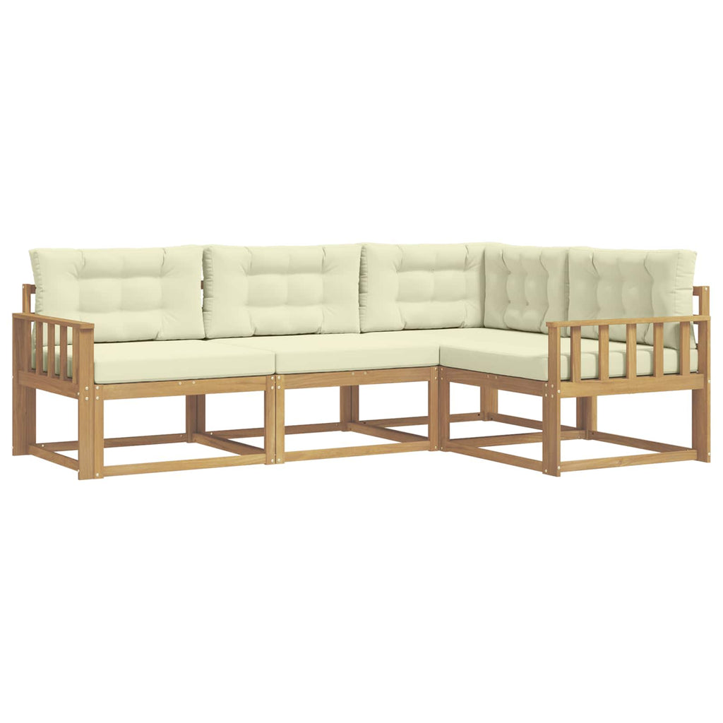 Outdoor-Sofagarnitur mit Kissen 3 pcs Weiß und Creme Polyester