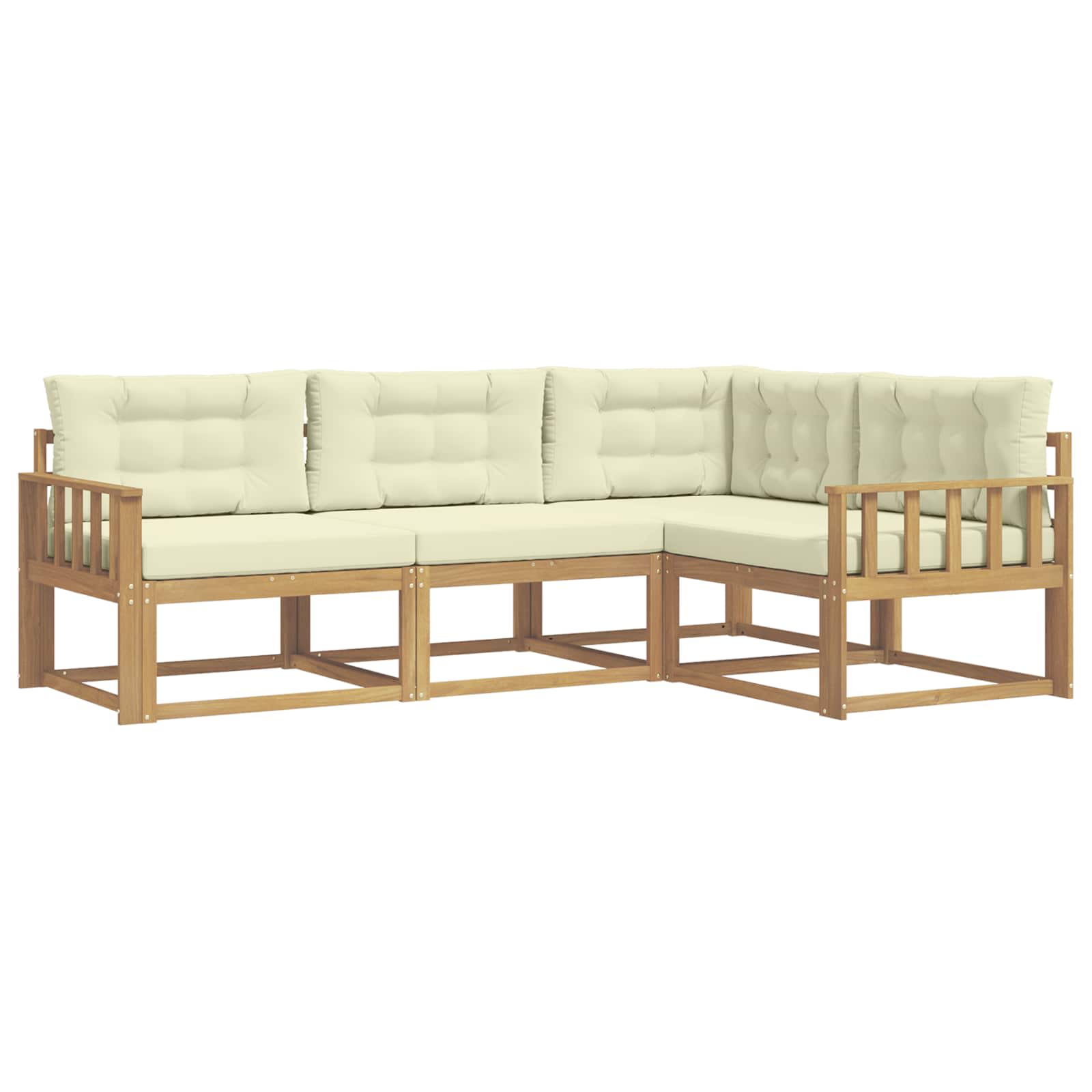 Outdoor-Sofagarnitur mit Kissen 3 pcs Weiß und Creme Polyester