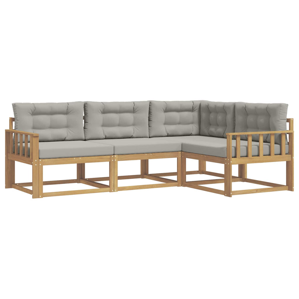 Outdoor-Sofagarnitur 3 pcs Weiß und Hellgrau Polyester