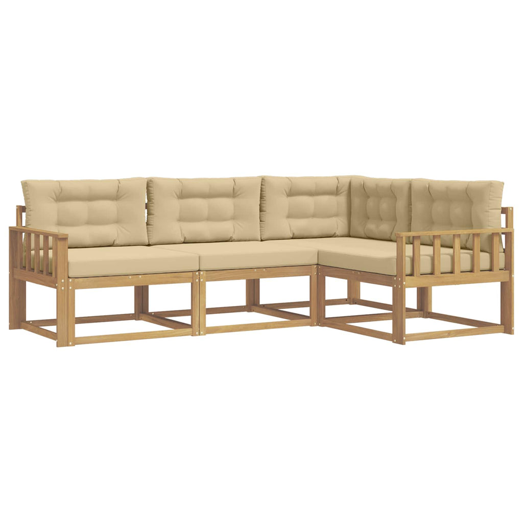 Outdoor-Sofagarnitur mit Kissen 3 pcs Weiß und Beige Polyester