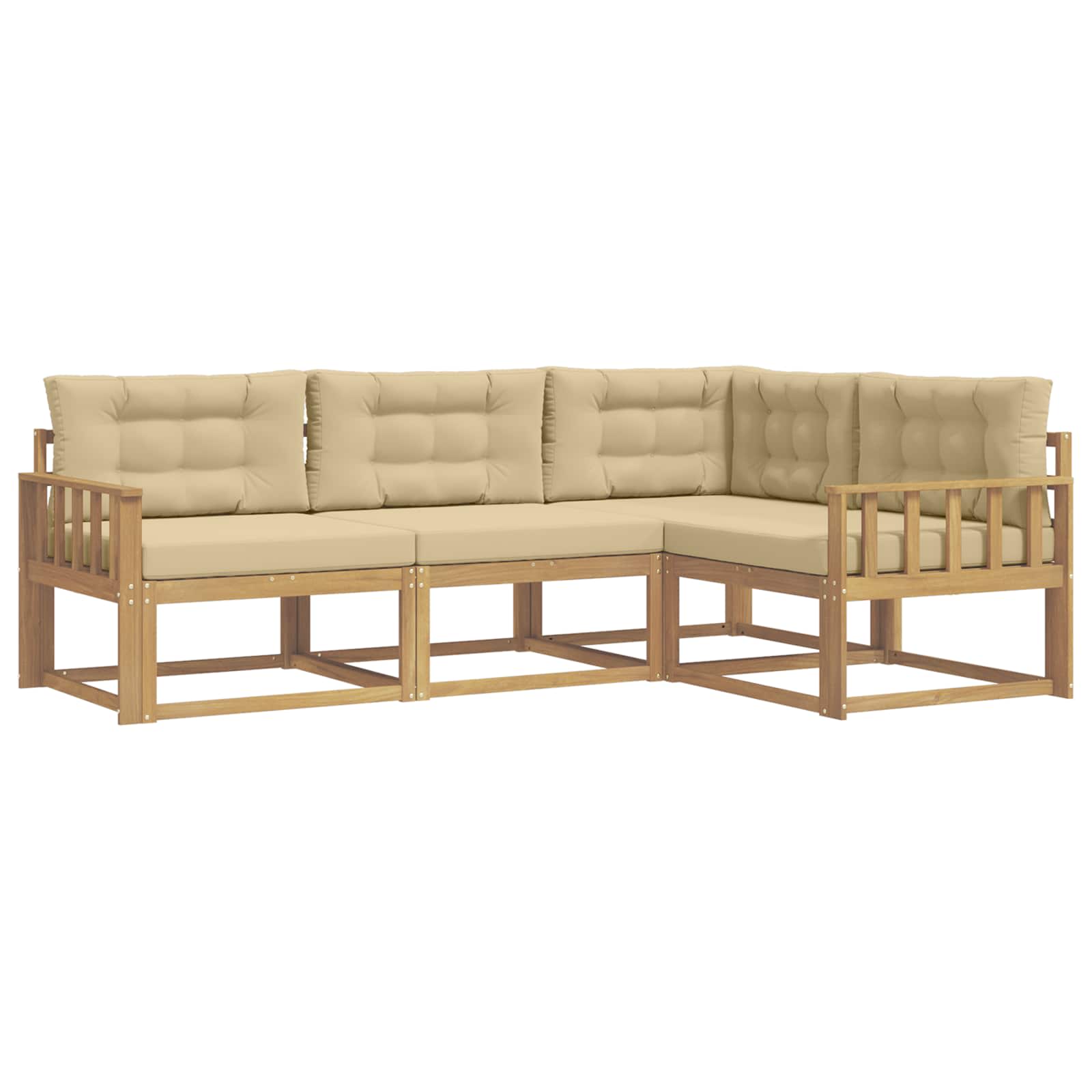 Outdoor-Sofagarnitur mit Kissen 3 pcs Weiß und Beige Polyester