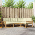 Outdoor-Sofagarnitur mit Kissen 3 pcs Weiß und Creme Polyester