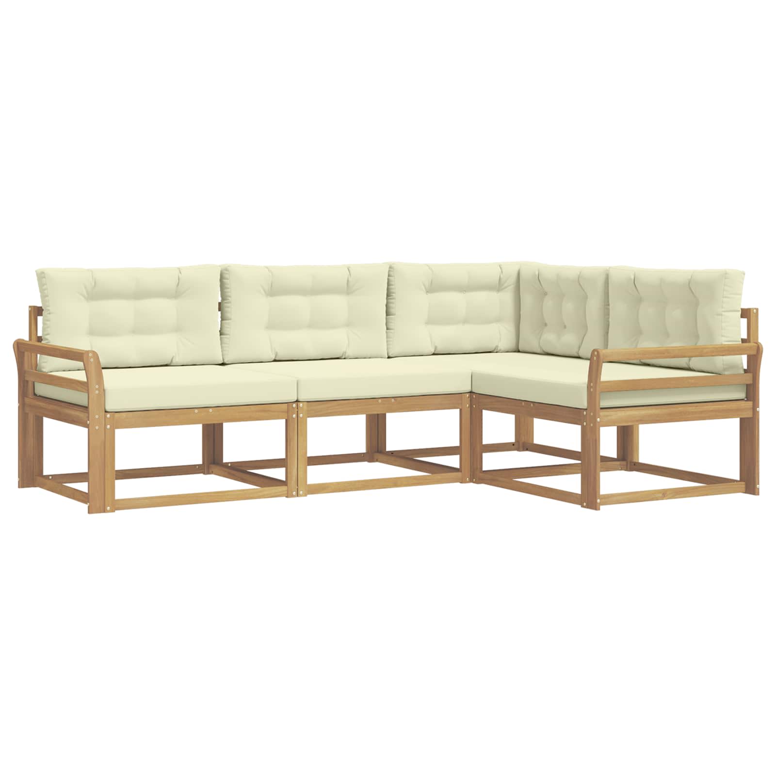 Outdoor-Sofagarnitur mit Kissen 3 pcs Weiß und Creme Polyester