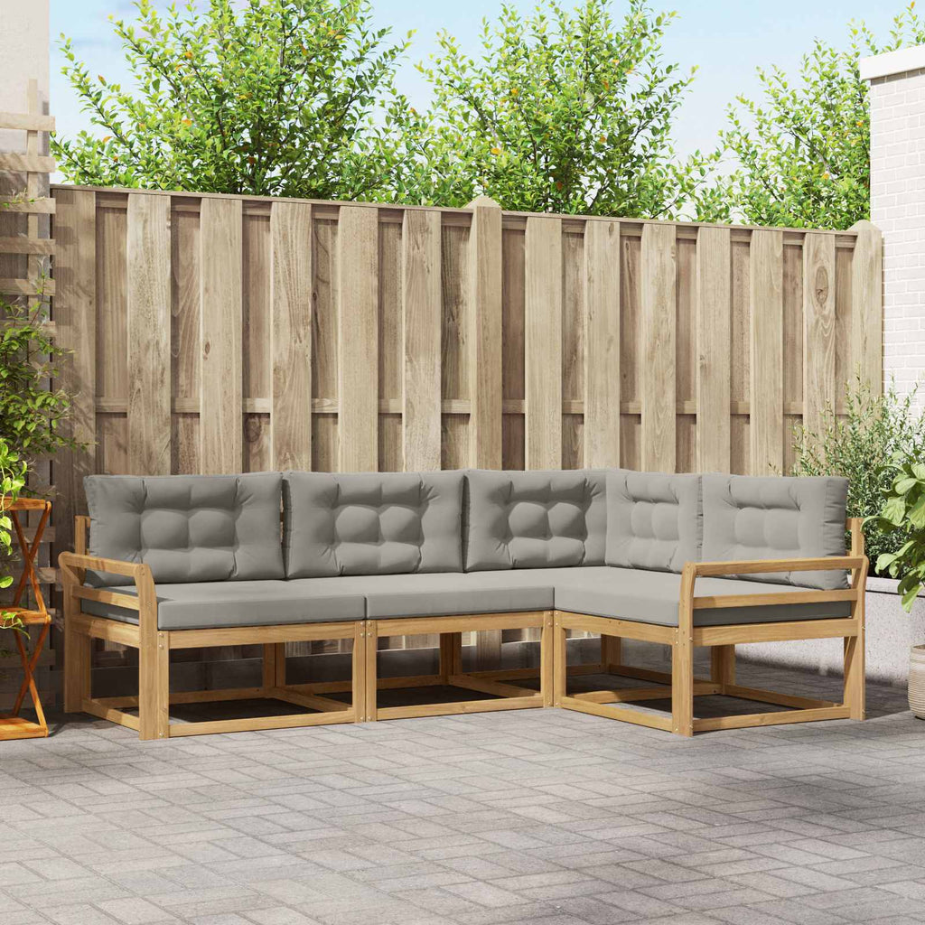 Outdoor-Sofagarnitur 3 pcs Weiß und Hellgrau Polyester