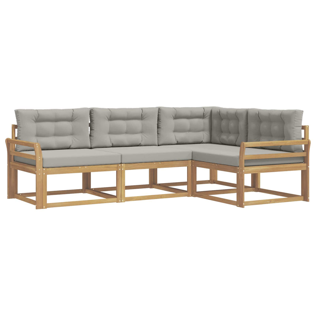 Outdoor-Sofagarnitur 3 pcs Weiß und Hellgrau Polyester