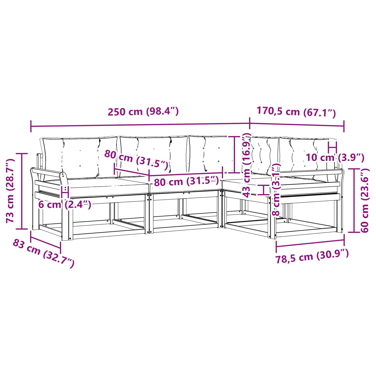Outdoor-Sofagarnitur 3 pcs Weiß und Anthrazit Polyester