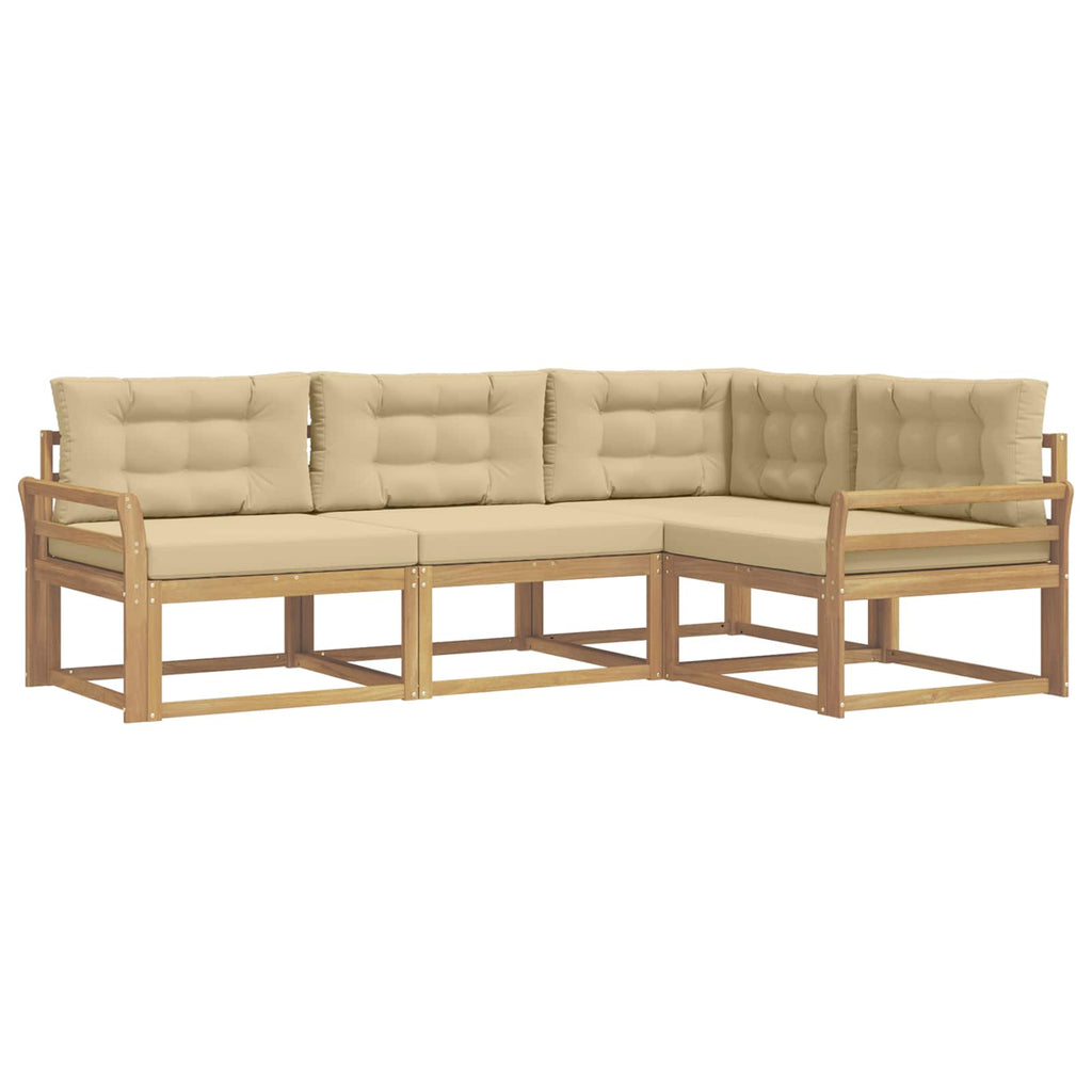 Outdoor-Sofagarnitur mit Kissen 3 pcs Weiß und Beige Polyester