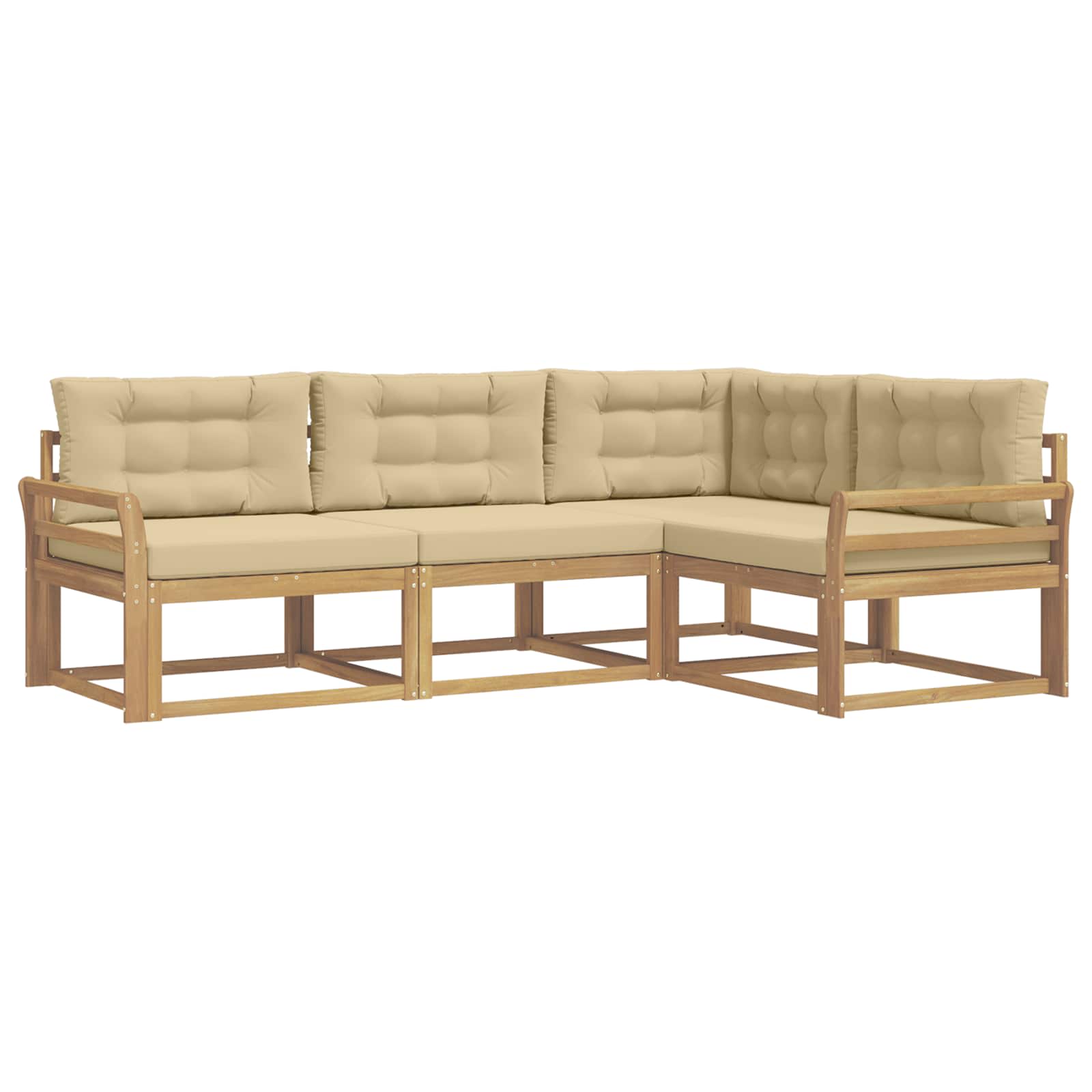 Outdoor-Sofagarnitur mit Kissen 3 pcs Weiß und Beige Polyester
