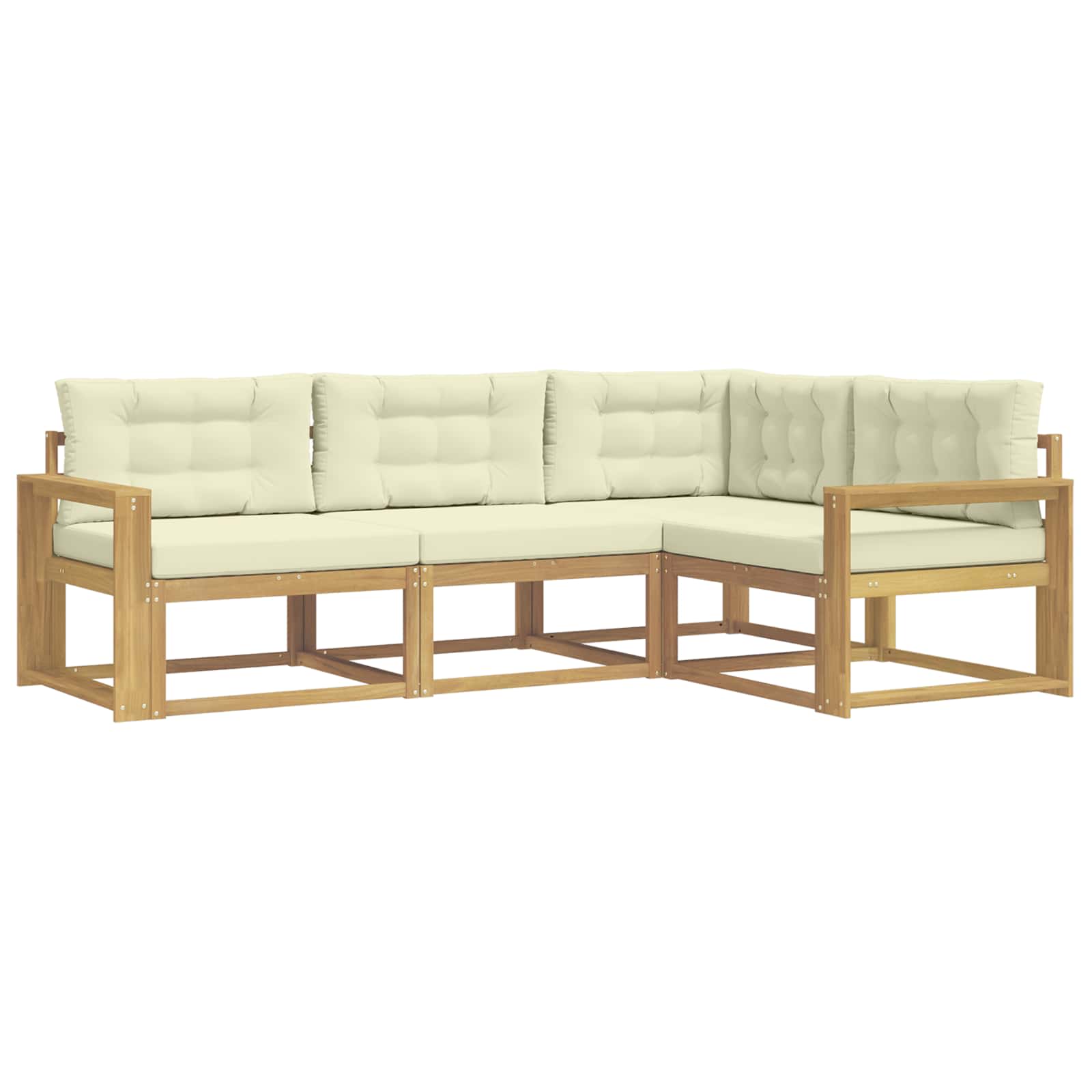 Outdoor-Sofagarnitur mit Kissen 3 pcs Weiß und Creme Polyester