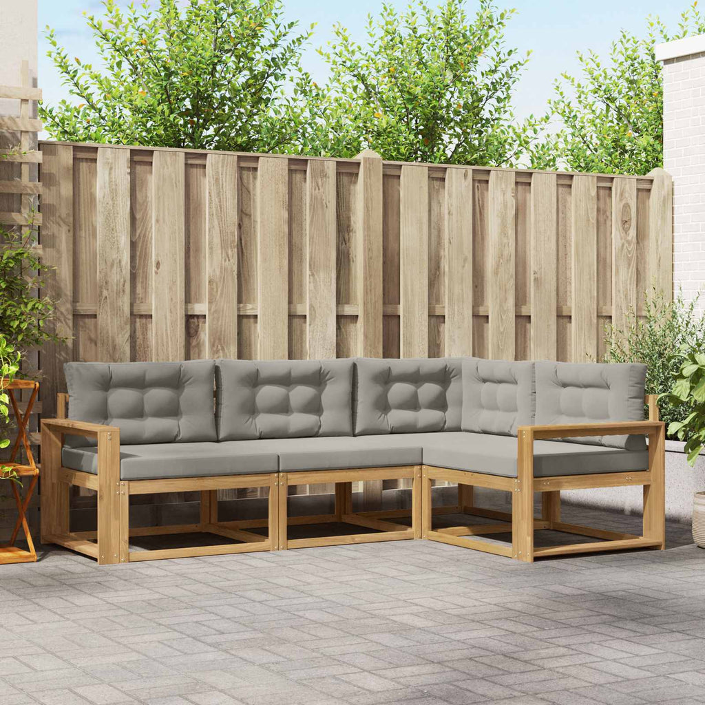 Outdoor-Sofagarnitur 3 pcs Weiß und Hellgrau Polyester