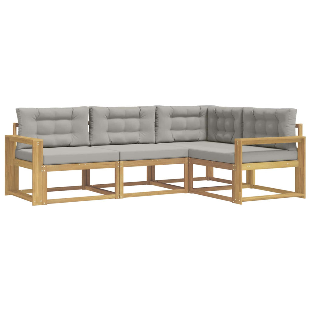 Outdoor-Sofagarnitur 3 pcs Weiß und Hellgrau Polyester