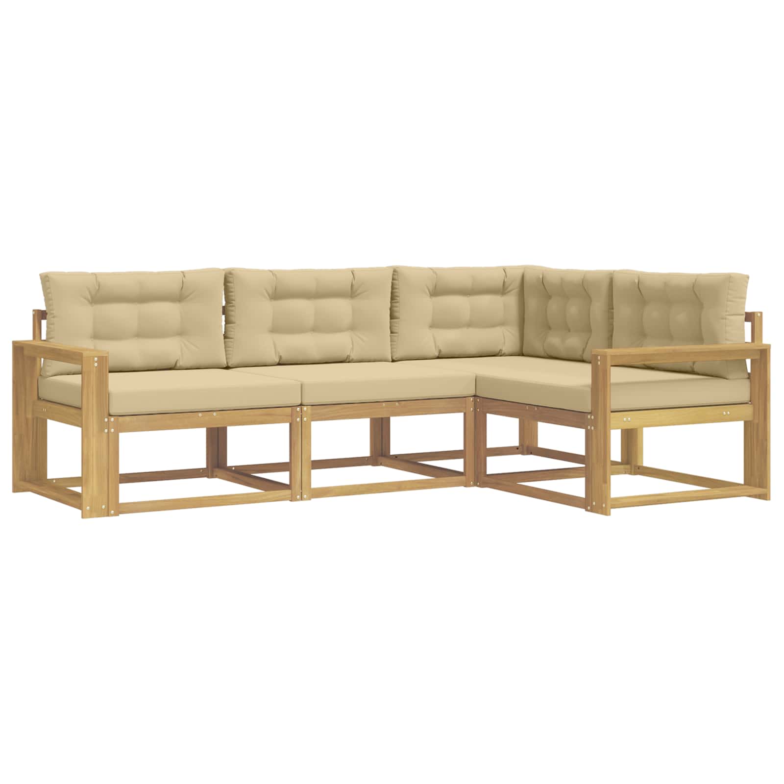 Outdoor-Sofagarnitur mit Kissen 3 pcs Weiß und Beige Polyester