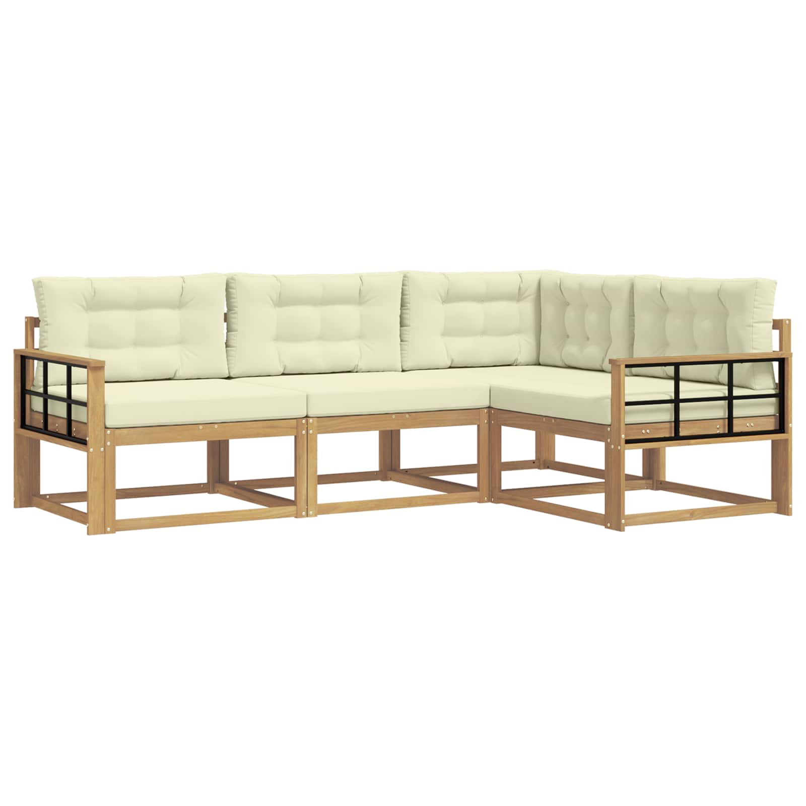 Outdoor-Sofagarnitur mit Kissen 3 pcs Weiß und Creme Polyester