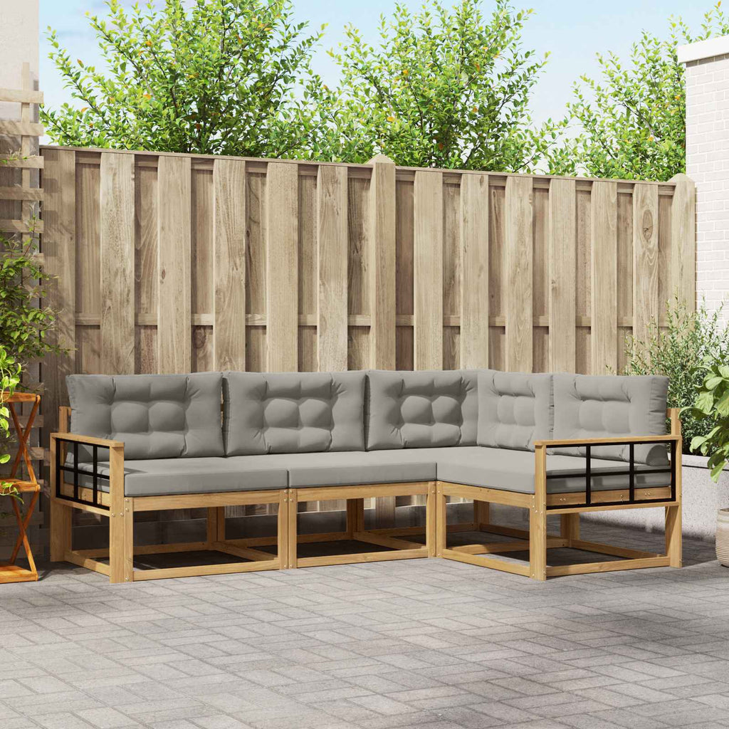 Outdoor-Sofagarnitur 3 pcs Weiß und Hellgrau Polyester